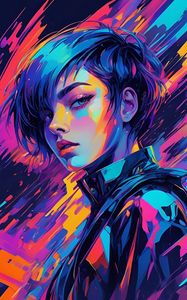 Preview wallpaper girl, strokes, bright, art