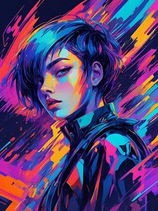 Preview wallpaper girl, strokes, bright, art