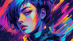 Preview wallpaper girl, strokes, bright, art