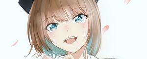 Preview wallpaper girl, student, tears, gesture, heart, anime