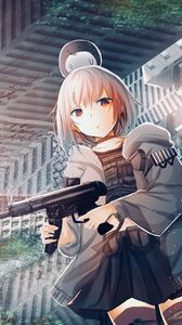 Preview wallpaper girl, submachine gun, weapon, anime, art