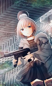 Preview wallpaper girl, submachine gun, weapon, anime, art