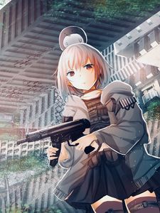 Preview wallpaper girl, submachine gun, weapon, anime, art