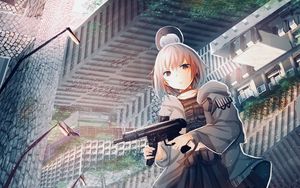 Preview wallpaper girl, submachine gun, weapon, anime, art