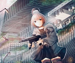 Preview wallpaper girl, submachine gun, weapon, anime, art