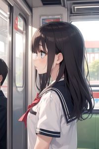 Preview wallpaper girl, subway, school uniform, anime