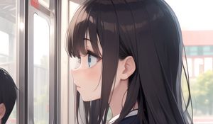 Preview wallpaper girl, subway, school uniform, anime