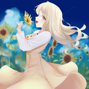 Preview wallpaper girl, sunflower, dress, anime, art