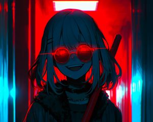 Preview wallpaper girl, sunglasses, art, anime