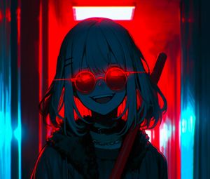 Preview wallpaper girl, sunglasses, art, anime