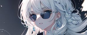 Preview wallpaper girl, sunglasses, braids, white, anime, art