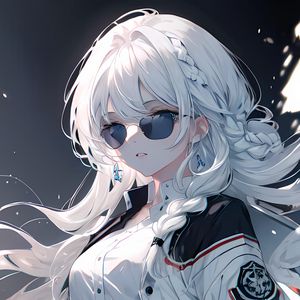 Preview wallpaper girl, sunglasses, braids, white, anime, art