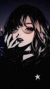 Preview wallpaper girl, sunglasses, manicure, art, anime