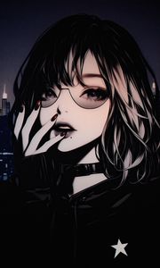 Preview wallpaper girl, sunglasses, manicure, art, anime