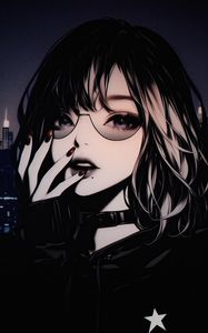 Preview wallpaper girl, sunglasses, manicure, art, anime