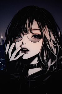 Preview wallpaper girl, sunglasses, manicure, art, anime