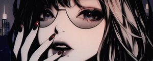 Preview wallpaper girl, sunglasses, manicure, art, anime