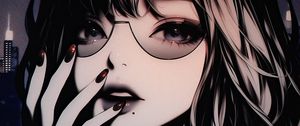 Preview wallpaper girl, sunglasses, manicure, art, anime