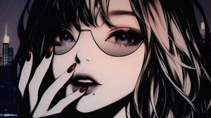 Preview wallpaper girl, sunglasses, manicure, art, anime