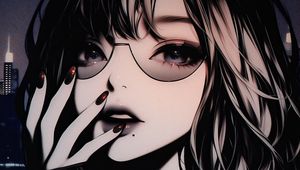 Preview wallpaper girl, sunglasses, manicure, art, anime