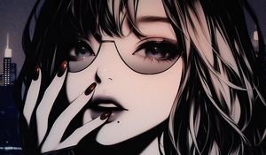 Preview wallpaper girl, sunglasses, manicure, art, anime