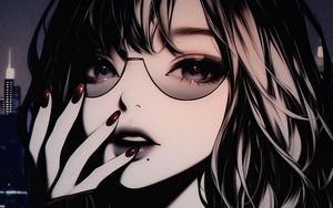 Preview wallpaper girl, sunglasses, manicure, art, anime