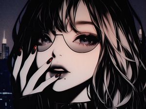 Preview wallpaper girl, sunglasses, manicure, art, anime