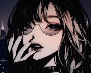 Preview wallpaper girl, sunglasses, manicure, art, anime