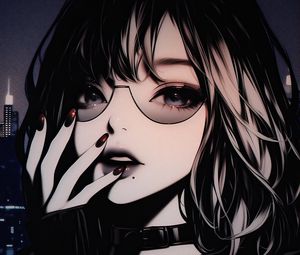 Preview wallpaper girl, sunglasses, manicure, art, anime