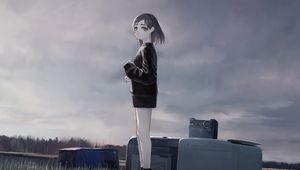 Preview wallpaper girl, sweater, anime, art, gloomy