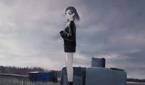 Preview wallpaper girl, sweater, anime, art, gloomy