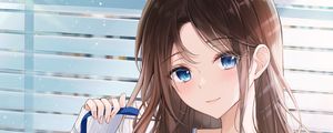 Preview wallpaper girl, sweater, glance, anime