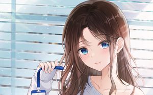 Preview wallpaper girl, sweater, glance, anime