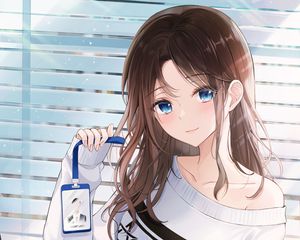 Preview wallpaper girl, sweater, glance, anime