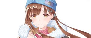 Preview wallpaper girl, sweater, hat, winter, anime
