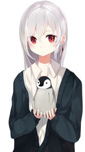 Preview wallpaper girl, sweater, penguin, anime