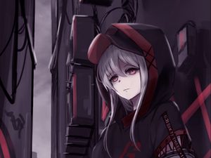 Preview wallpaper girl, sweatshirt, style, anime