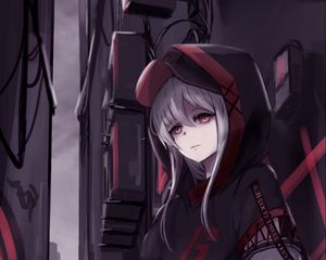 Preview wallpaper girl, sweatshirt, style, anime