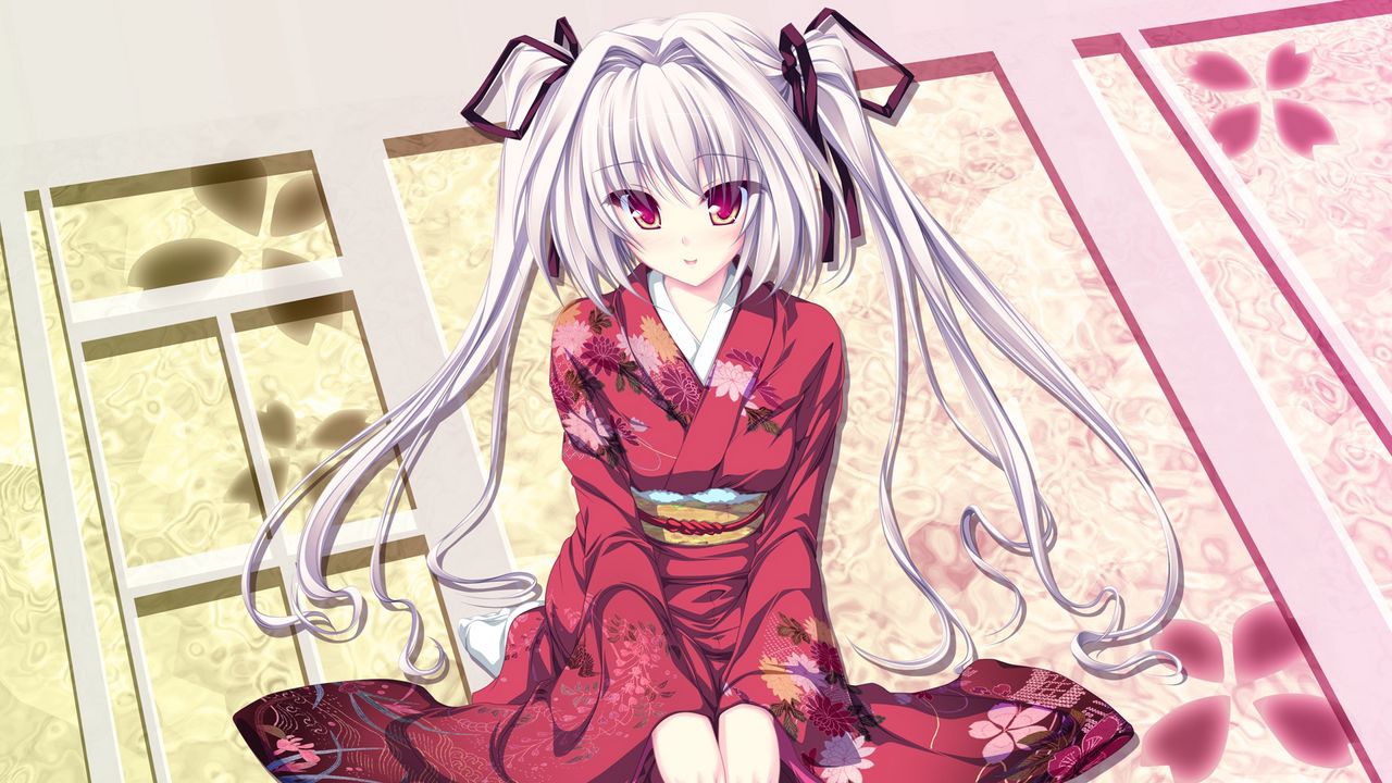 Wallpaper girl, sweet, kimono, posture, hand, smile