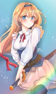 Preview wallpaper girl, sword, anime, art, cartoon