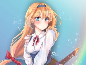 Preview wallpaper girl, sword, anime, art, cartoon