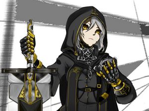 Preview wallpaper girl, sword, warrior, anime, art, cartoon