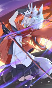 Preview wallpaper girl, sword, warrior, anime, magic, art