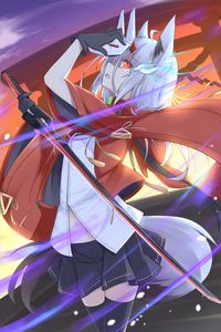 Preview wallpaper girl, sword, warrior, anime, magic, art