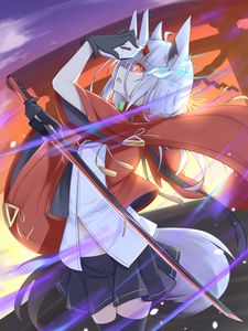 Preview wallpaper girl, sword, warrior, anime, magic, art