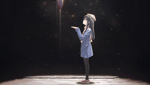 Preview wallpaper girl, take, coat, snow, anime, art