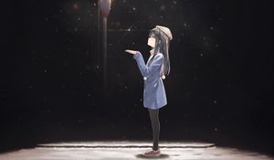 Preview wallpaper girl, take, coat, snow, anime, art