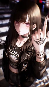 Preview wallpaper girl, tattoo, rocker, art, anime