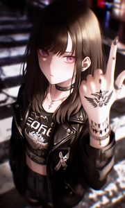 Preview wallpaper girl, tattoo, rocker, art, anime