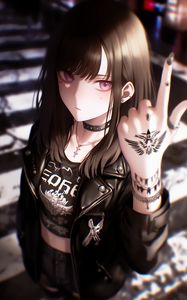 Preview wallpaper girl, tattoo, rocker, art, anime